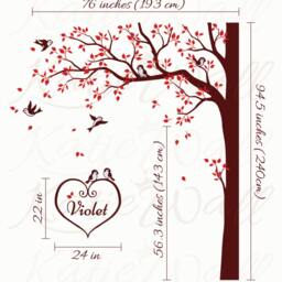 Creative Nursery Corner Tree Wall Decals With Personalized Baby Name & Birds White Wall Decoration Tattoo Kw006_2 - thumbnail 3