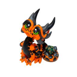 Jagger - Polymer Dragon Dice Holder Orange, Black, & Gunmetal Dragonling Dnd Statue - thumbnail 2