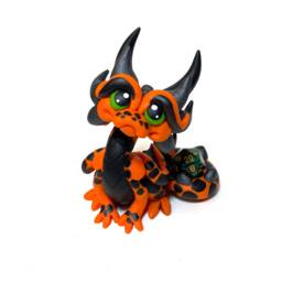 Jagger - Polymer Dragon Dice Holder Orange, Black, & Gunmetal Dragonling Dnd Statue - thumbnail 3