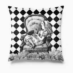 Outdoor Garden Cushion - Alice in Wonderland Black & White Chair Waterproof Water Resistant Pillows 18 - thumbnail 1