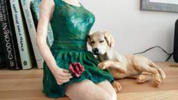 Paper Mache Sculpture, Golden Retriever Art, Personalized Pet Portrait - thumbnail 1