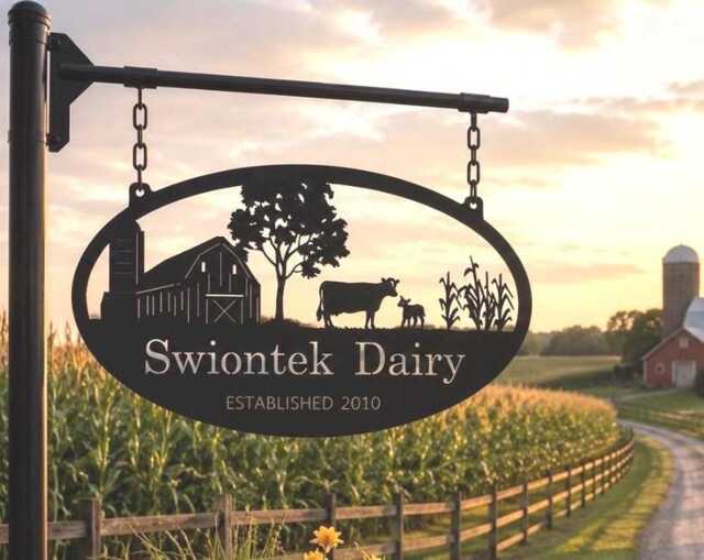 Personalized Farm Sign Metal Entrance Name Plaque Custom Ranch Cattle Farmer Gift Agriculture Home Wall Art Rustic Barn Cow Corn Countryside - image 1