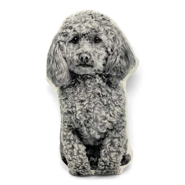Poodle Pillow, Black & White Silkscreen Print, Dog Lover Gift - image 1
