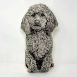 Poodle Pillow, Black & White Silkscreen Print, Dog Lover Gift - thumbnail 4