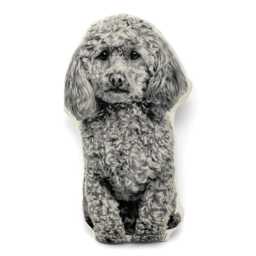 Poodle Pillow, Black & White Silkscreen Print, Dog Lover Gift - thumbnail 1