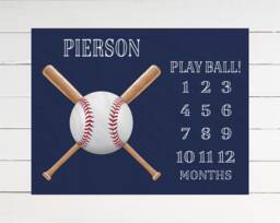 Baseball Milestone Blanket Monthly Growth Tracker Soft Fleece Sports Baby Shower Gift Newborn Watch Me Grow Boy