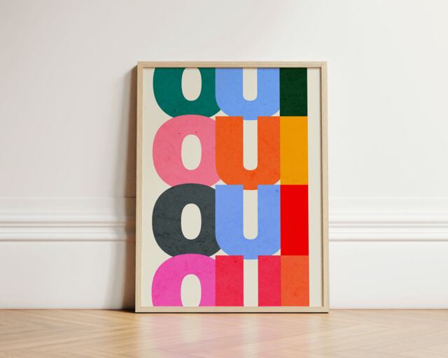 Oui Print, Text Typography Wall Decor, Colourful Quirky Gallery Wall, French Print Unframed - image 1