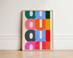 Oui Print, Text Typography Wall Decor, Colourful Quirky Gallery Wall, French Print Unframed - thumbnail 1