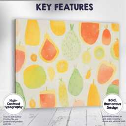 Pastel Watercolour Pear & Citrus Fruit Repeat Pattern Canvas Wall Art Print Decor Picture Ready To Hang - thumbnail 1