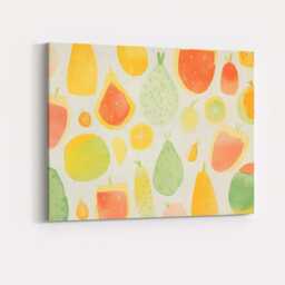 Pastel Watercolour Pear & Citrus Fruit Repeat Pattern Canvas Wall Art Print Decor Picture Ready To Hang - thumbnail 4