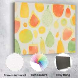 Pastel Watercolour Pear & Citrus Fruit Repeat Pattern Canvas Wall Art Print Decor Picture Ready To Hang - thumbnail 2