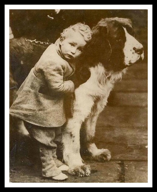 Vintage Historic Reproduction Photo Boy With Dog Unframed