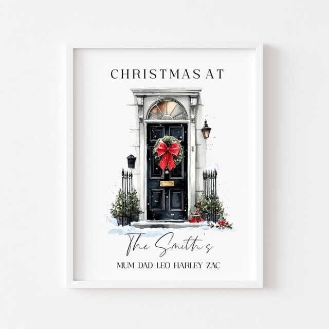 Personalised Christmas Family Name Print Festive Xmas Door Holiday Wall Art - Unframed - image 1
