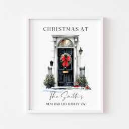 Personalised Christmas Family Name Print Festive Xmas Door Holiday Wall Art - Unframed - thumbnail 1