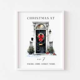 Personalised Christmas Family Name Print Festive Xmas Door Holiday Wall Art - Unframed - thumbnail 2