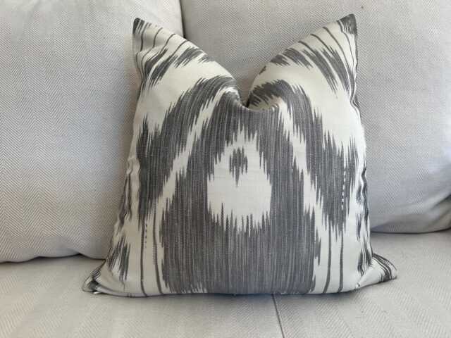 Silk Ikat Grey & Off White Cushion Cover 45 X 45cm - image 1