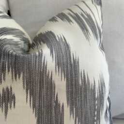 Silk Ikat Grey & Off White Cushion Cover 45 X 45cm - thumbnail 2