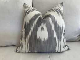 Silk Ikat Grey & Off White Cushion Cover 45 X 45cm