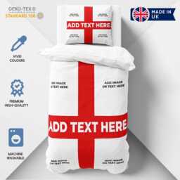Personalised Photos England Flag Single Duvet Cover Three Lions Football Supporter Bedding St Georges Cross Sports Fan Bedroom Decor Gift - thumbnail 3