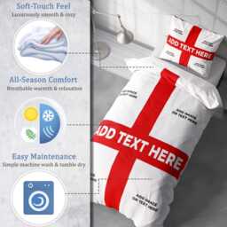 Personalised Photos England Flag Single Duvet Cover Three Lions Football Supporter Bedding St Georges Cross Sports Fan Bedroom Decor Gift - thumbnail 2