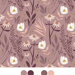 Floral Crib Sheet Plum Purple, White Daisies, Blush Pink, 100% Cotton - thumbnail 2