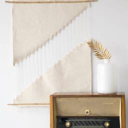 Woven Wall Hanging - Japandi Cozy Rug Cotton Rope Textile Art Minimalist Tapestry Decor Handmade Wabi Sabi Style - thumbnail 2