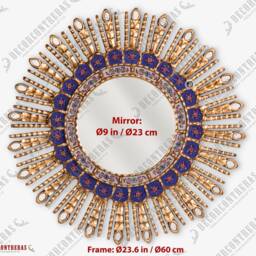 Peruvian Decorative Mirrors For Wall Decor - Handmade Sapphire-Blue - Gold Sunburst Mirror Home & Gifts Fireplace - thumbnail 4