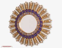Peruvian Decorative Mirrors For Wall Decor - Handmade Sapphire-Blue - Gold Sunburst Mirror Home & Gifts Fireplace