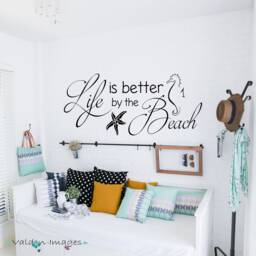Better By The Beach Quote, Decor, Wall Decal, Coastal Ocean Living Room Nautical Decor - thumbnail 3