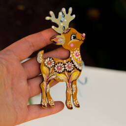 Deer Christmas Ornament, Ukrainian Decoration, Wooden Reindeer, Painted Silhouette Unique Animal Ornament - thumbnail 3