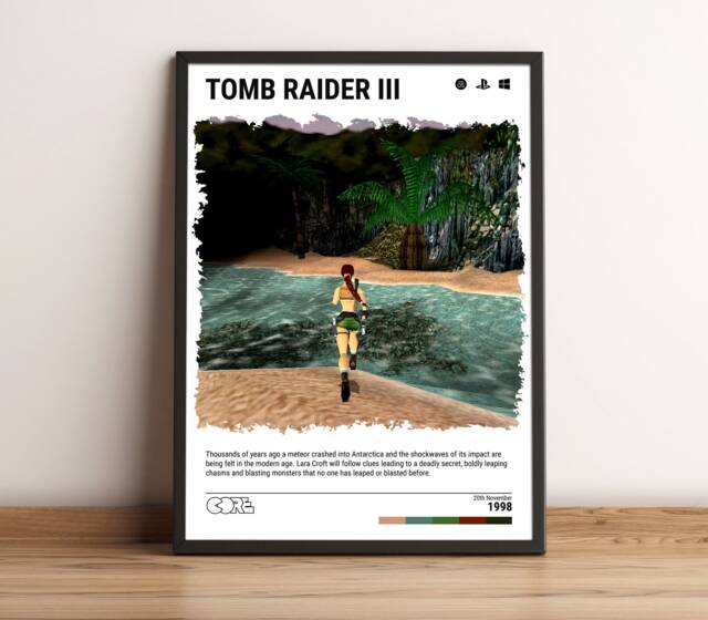 Tomb Raider 3 - 1998 Poster - Video Game Wall Art Print Retro Gaming Gift A5-A4-A3-A2-A1 Unframed Canvas For Frame Or Hanger - image 1