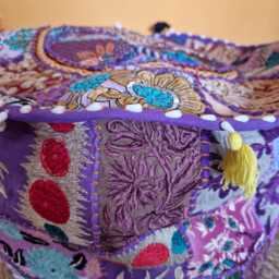 Indian Pouf Cover. Patchwork Ottoman. Handmade Home Deco - thumbnail 4