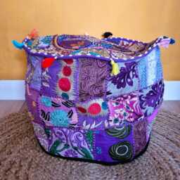 Indian Pouf Cover. Patchwork Ottoman. Handmade Home Deco - thumbnail 3