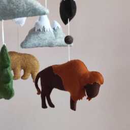 Woodland Baby Mobile With Moose, Bison, Bear For Mountain Nursery Decor, Shower Gift - thumbnail 3