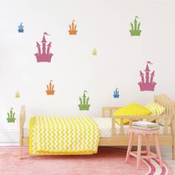 Castle Wall Stencil Set Reusable Plastic Template For Kids Room Decor - thumbnail 3