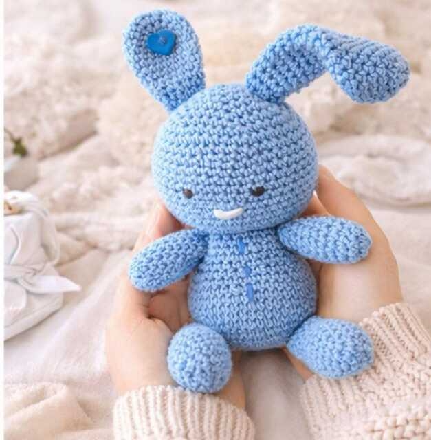 Crochet Bunny, Amigurumi Animal, Blue Baby Gift - image 1