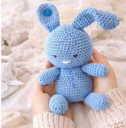 Crochet Bunny, Amigurumi Animal, Blue Baby Gift - thumbnail 1