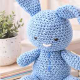 Crochet Bunny, Amigurumi Animal, Blue Baby Gift - thumbnail 3
