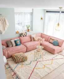 Colorful Zigzag Rug, Cream Moroccan Large Area Handmade Berber Shag Pastel Rainbow Wool Carpet, Scandi Boho Living Room
