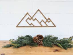Geometric Mountain Wall Hanging, Birch Plywood Nursery Decor - thumbnail 1