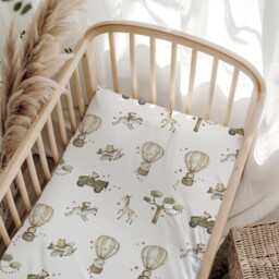 Hot Air Balloons With Safari Animals - Green, Duvet Covers, Fitted Sheets, , Kids & Baby Bedding, Childrens Room Decor, Bedding Pillows
