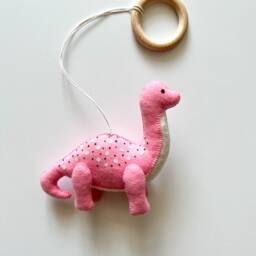 Dinosaur Baby Gym, Pink Play Gym Toys, Montessori Toy, Dinosaur Nursery Decor, Shower, Shower Gift - thumbnail 3