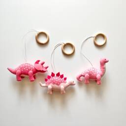 Dinosaur Baby Gym, Pink Play Gym Toys, Montessori Toy, Dinosaur Nursery Decor, Shower, Shower Gift - thumbnail 2
