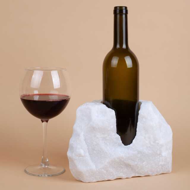 Handmade White Marble Wine Bottle Holder Unique Rack - image 1