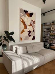 Sunny - Extra Large Fiber Art Tapestry Cream, Burgundy, & Yellow Woven Wall Hanging