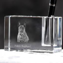 Dutch Shepherd Dog, Crystal Pen Holder With Dog, Souvenir, Decoration, Limited Edition, Collection - thumbnail 2