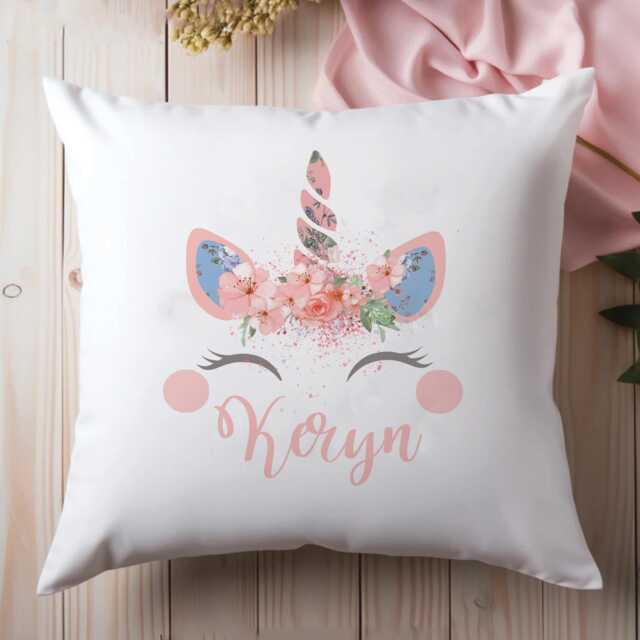 Personalised Unicorn Cushion, Face, Gift, Decor, Girls Decoration, Bedroom Kids - image 1