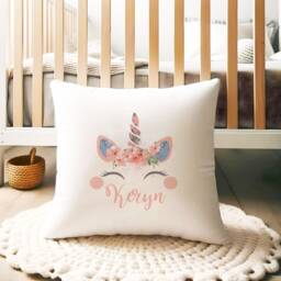 Personalised Unicorn Cushion, Face, Gift, Decor, Girls Decoration, Bedroom Kids - thumbnail 2