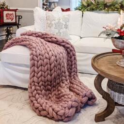 Handmade Merino Wool Chunky Knit Blanket Cozy Home Decor