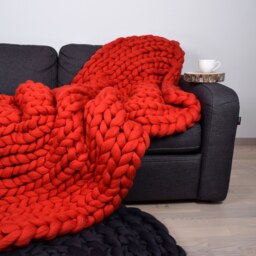 Handmade Merino Wool Chunky Knit Blanket Cozy Home Decor - thumbnail 4